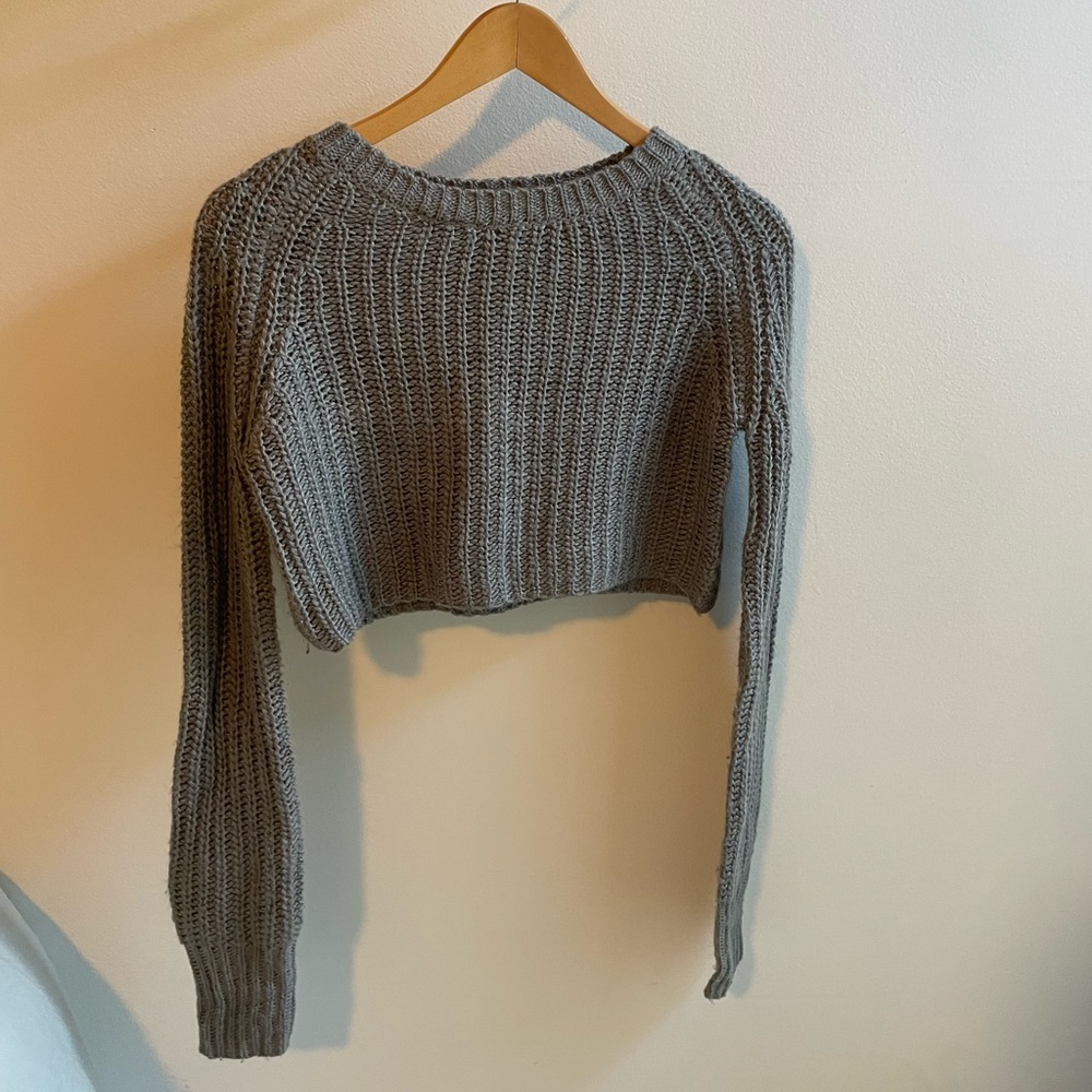 Kimchi Blue Urban Outfitters crop chunky grey knit